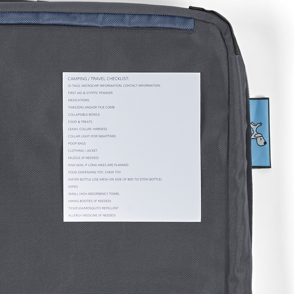 On the reverse of the included medical ID card is a handy travel checklist for pet parents or dog owners, dog beds for large dogs, best dog beds for small dogs