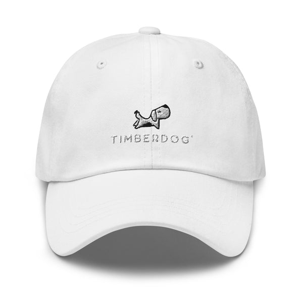 Timberdog Baseball Cap, dad hat, dad cap, baseball hat, fitted baseball cap, curved visor, low profile, navy, navy and white