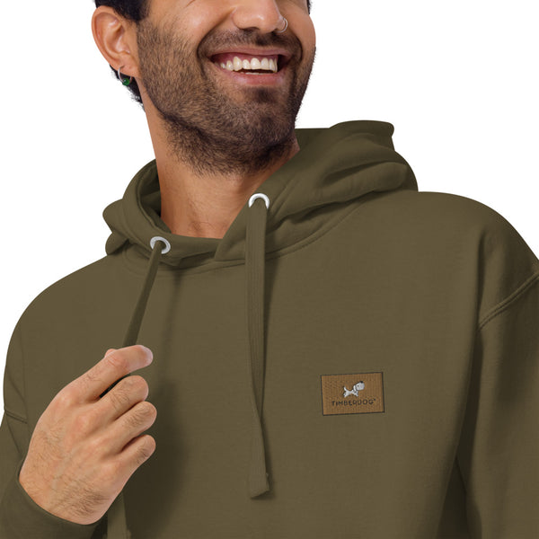 ultra soft hoodie, sweatshirt, timberdog, mens hoodie, womens hoodie, mens sweatshirt, womens sweatshirt, unisex hoodie, unisex sweatshirt, warm, high quality, drawstring, hooded, hood, plush, winter, fall, warm clothing, sporty, branded, hand warmer, cute logo, embroidered logo, embroidered, green hoodie, green, olive hoodie, olive